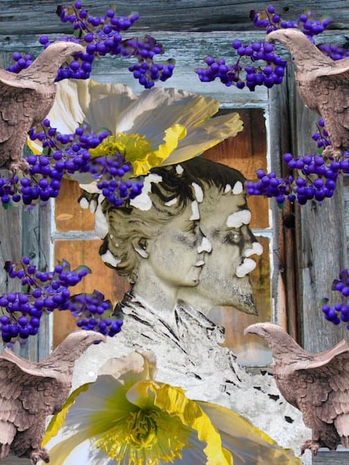 Solitude by Patricia Lenz - two stone profiles with flowers